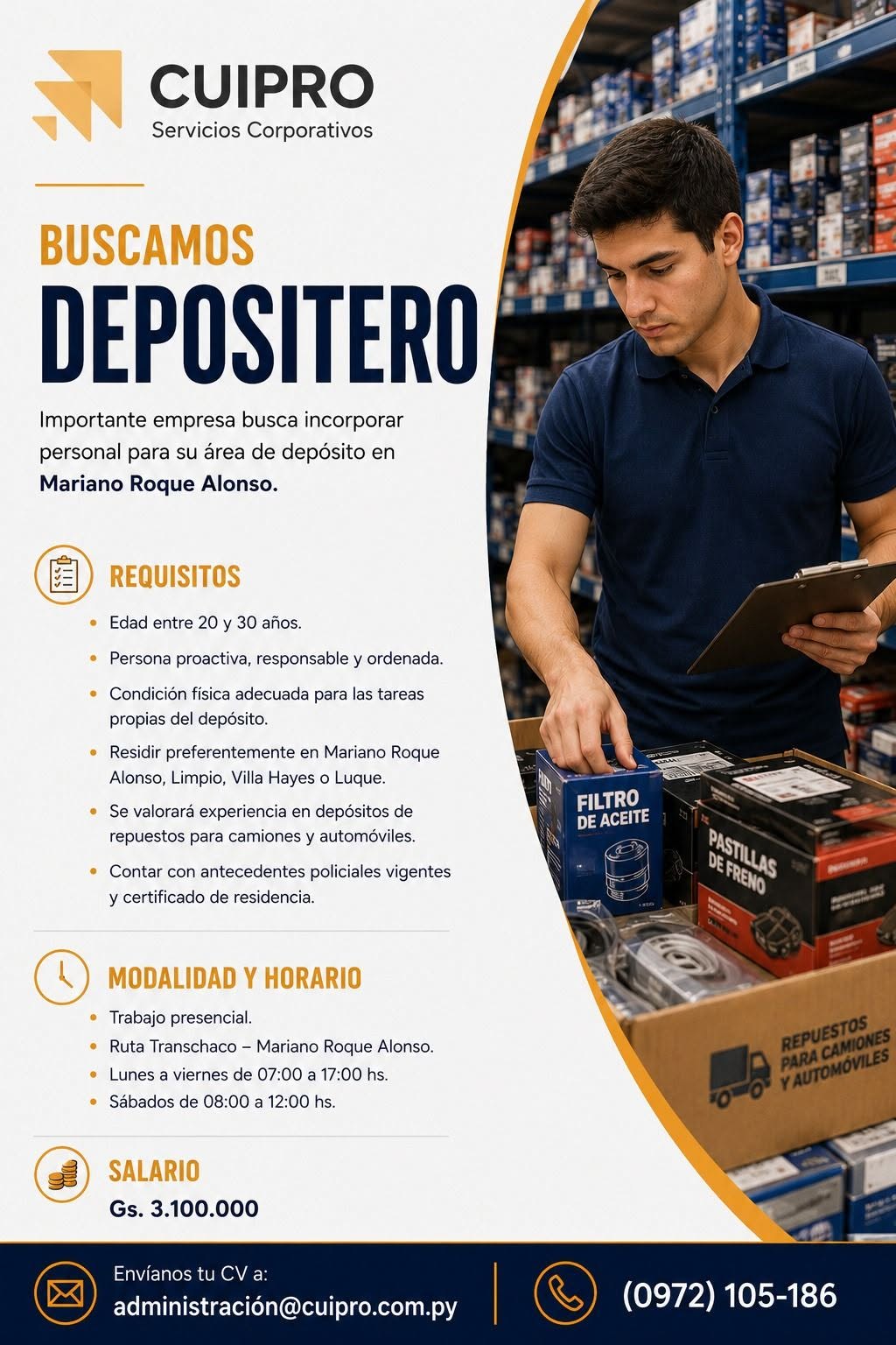Oferta laboral: Depositero — Cuipro