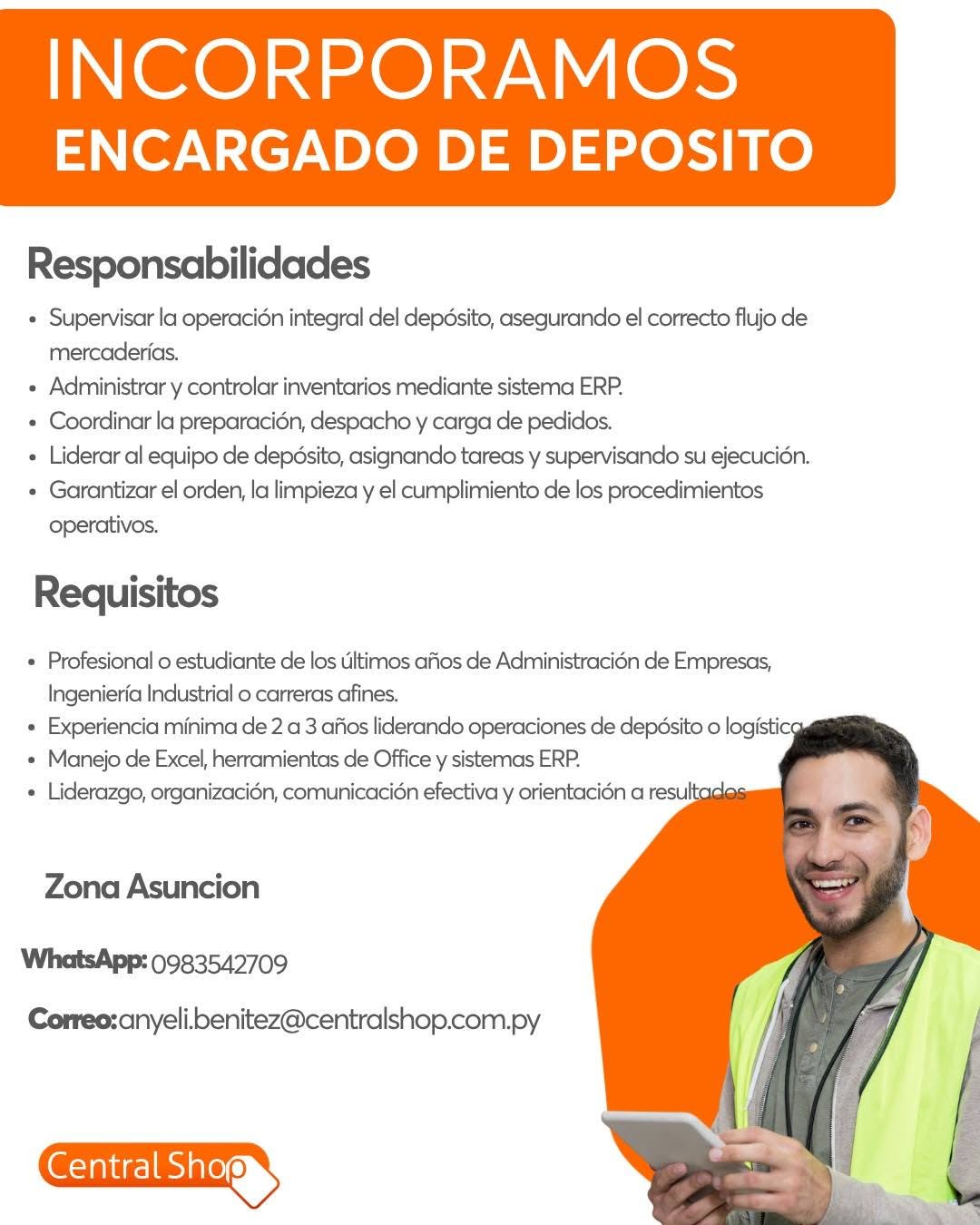 Oferta laboral: Encargado De Deposito