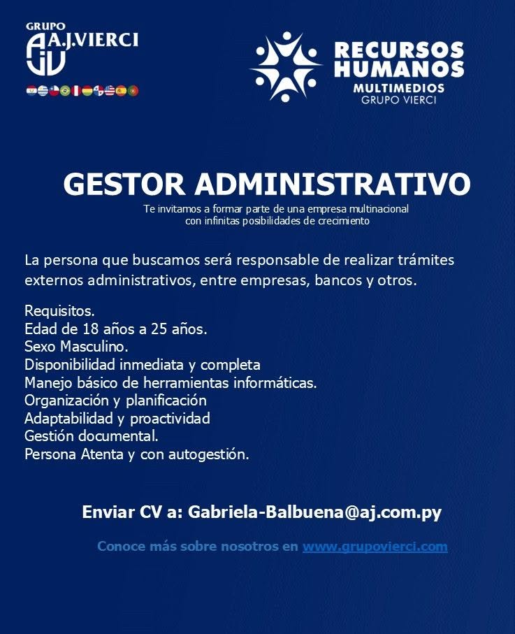 Oferta laboral: Gestor Administrativo — Grupo Vierci
