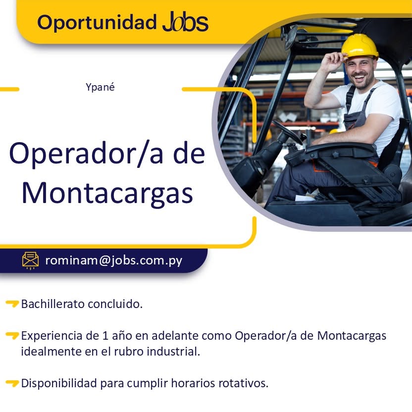 Oferta laboral: Operador De Montacargas — Jobs