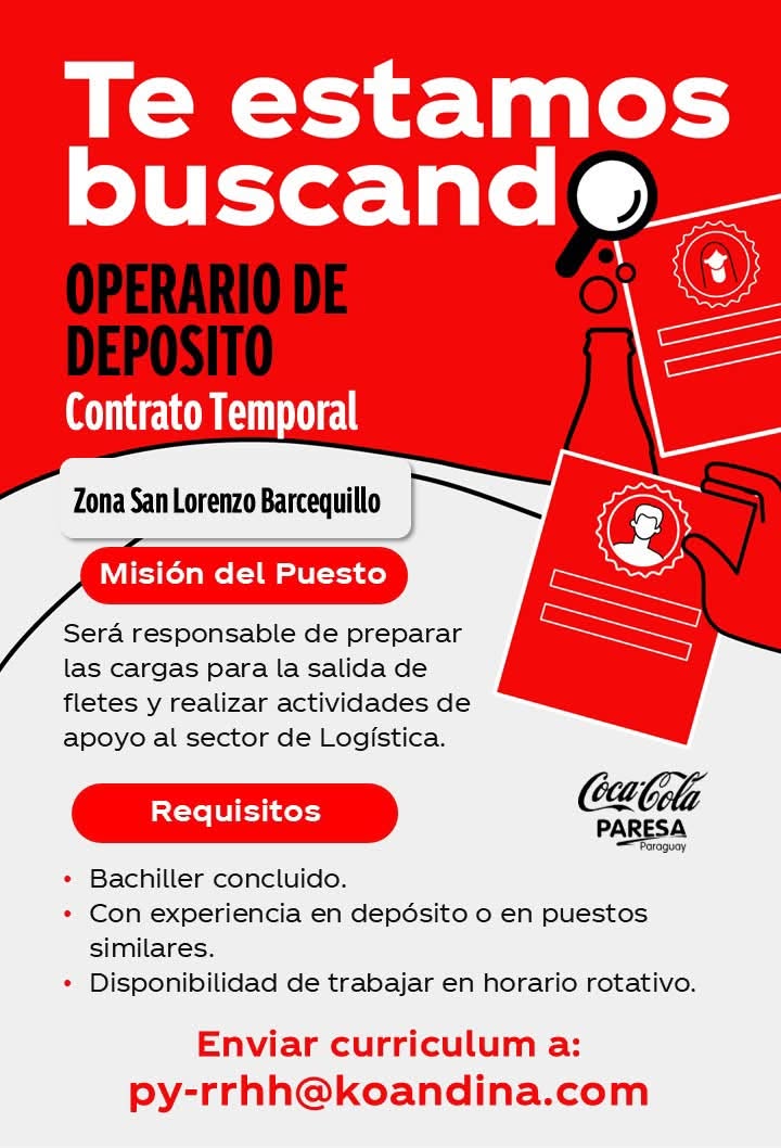 Oferta laboral: Operario De Depósito — Koandina