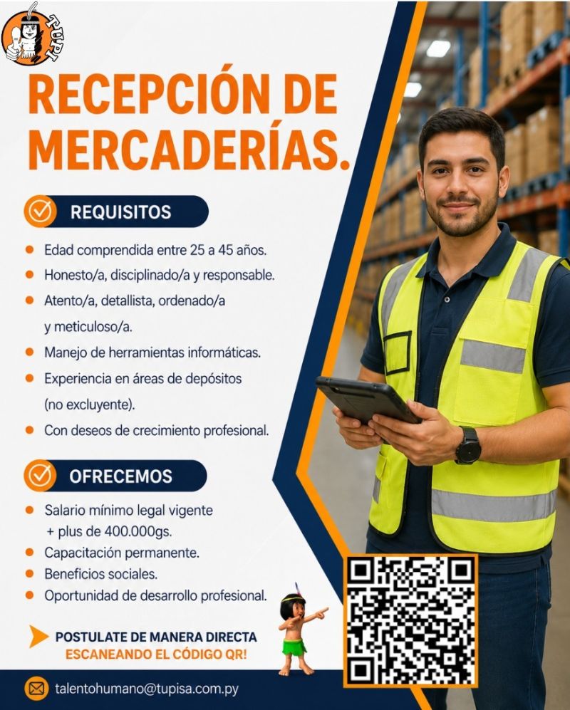 Oferta laboral: Recepción De Mercaderías