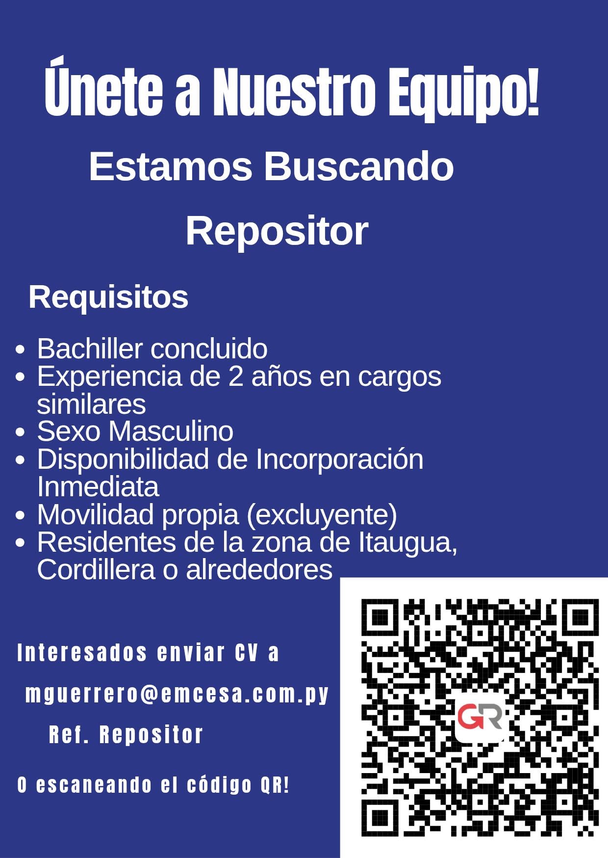 Oferta laboral: Repositor — Emcesa