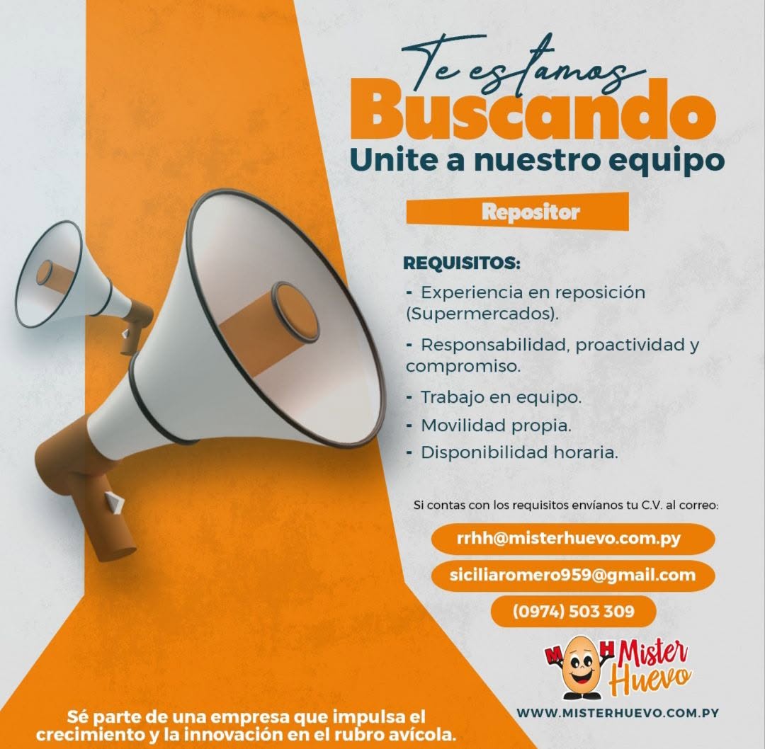 Oferta laboral: Repositor — Mister Huevo