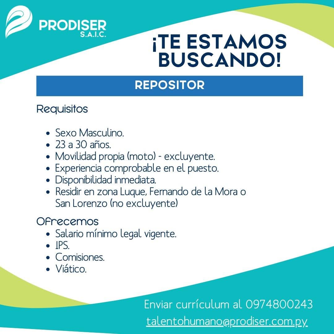 Oferta laboral: Repositor — Prodiser
