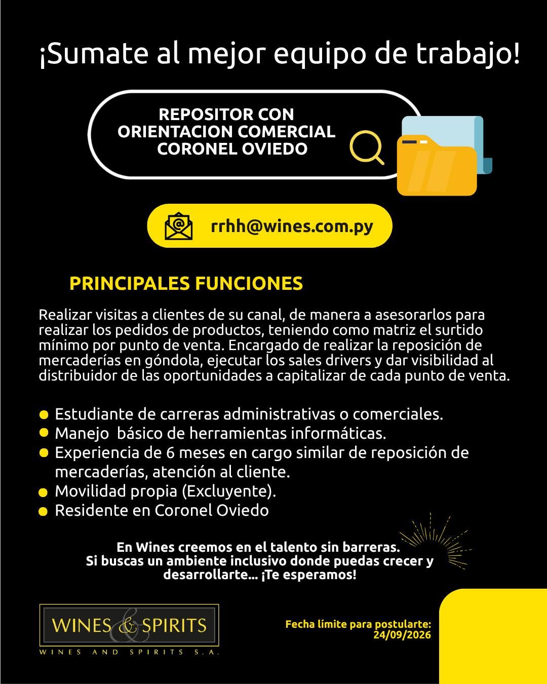 Oferta laboral: Repositor — Wines