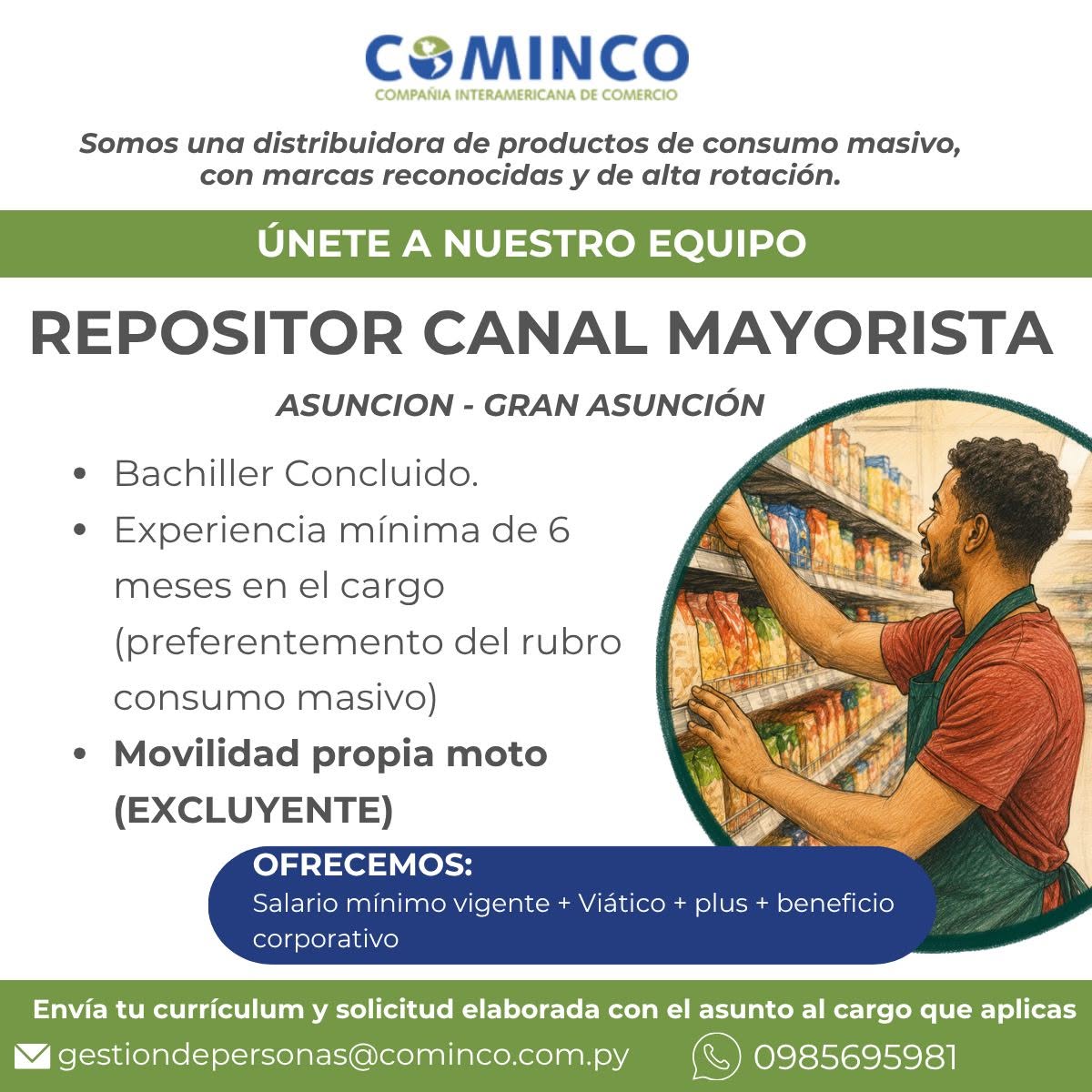 Oferta laboral: Repositor Canal Mayorista — Cominco