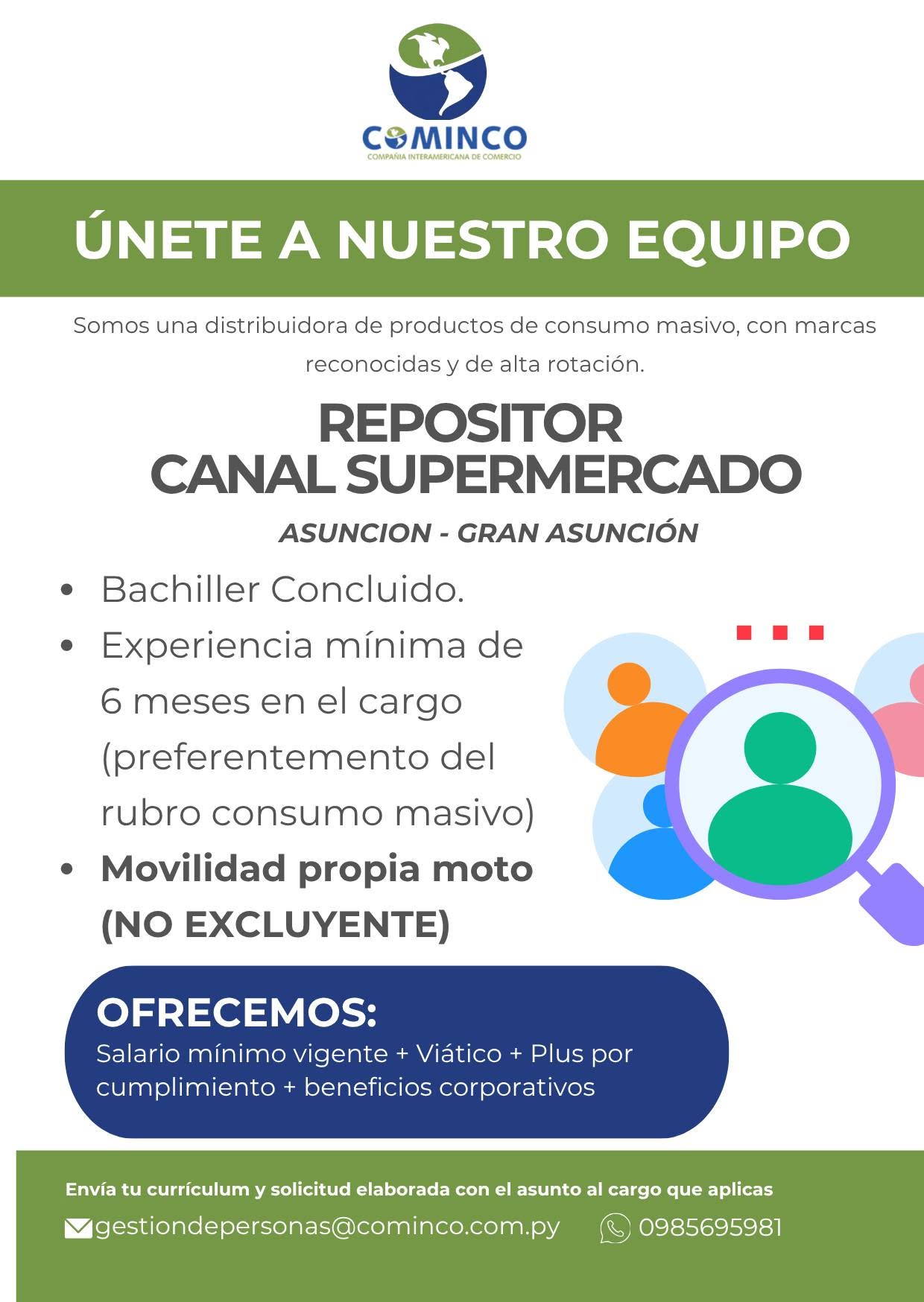 Oferta laboral: Repositor Canal Supermercado — Cominco