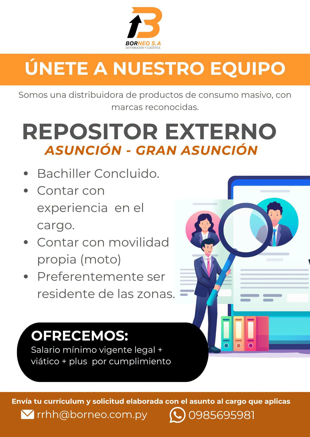 Oferta laboral: Repositor Externo — Borneo SA