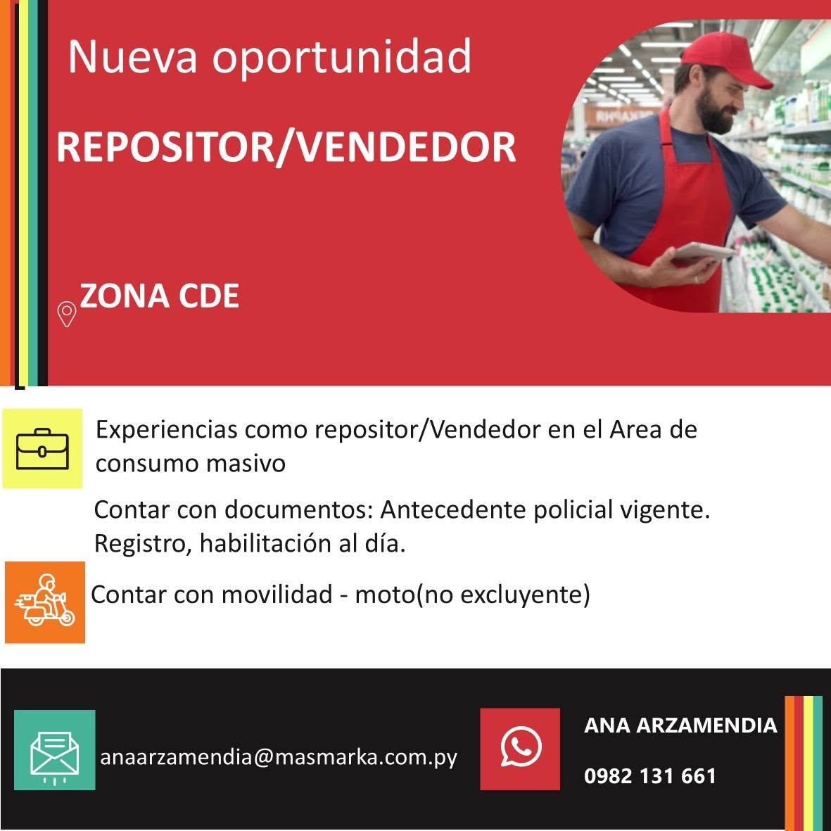 Oferta laboral: Repositor Vendedor — MasMarka