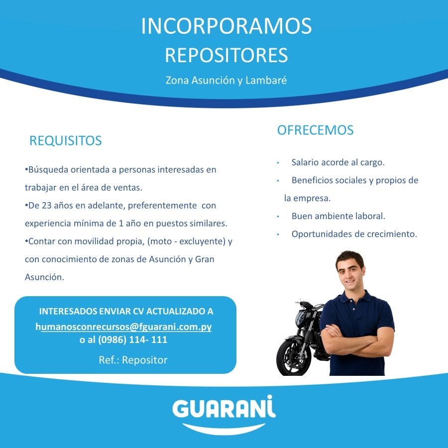 Oferta laboral: Repositores — Guarani