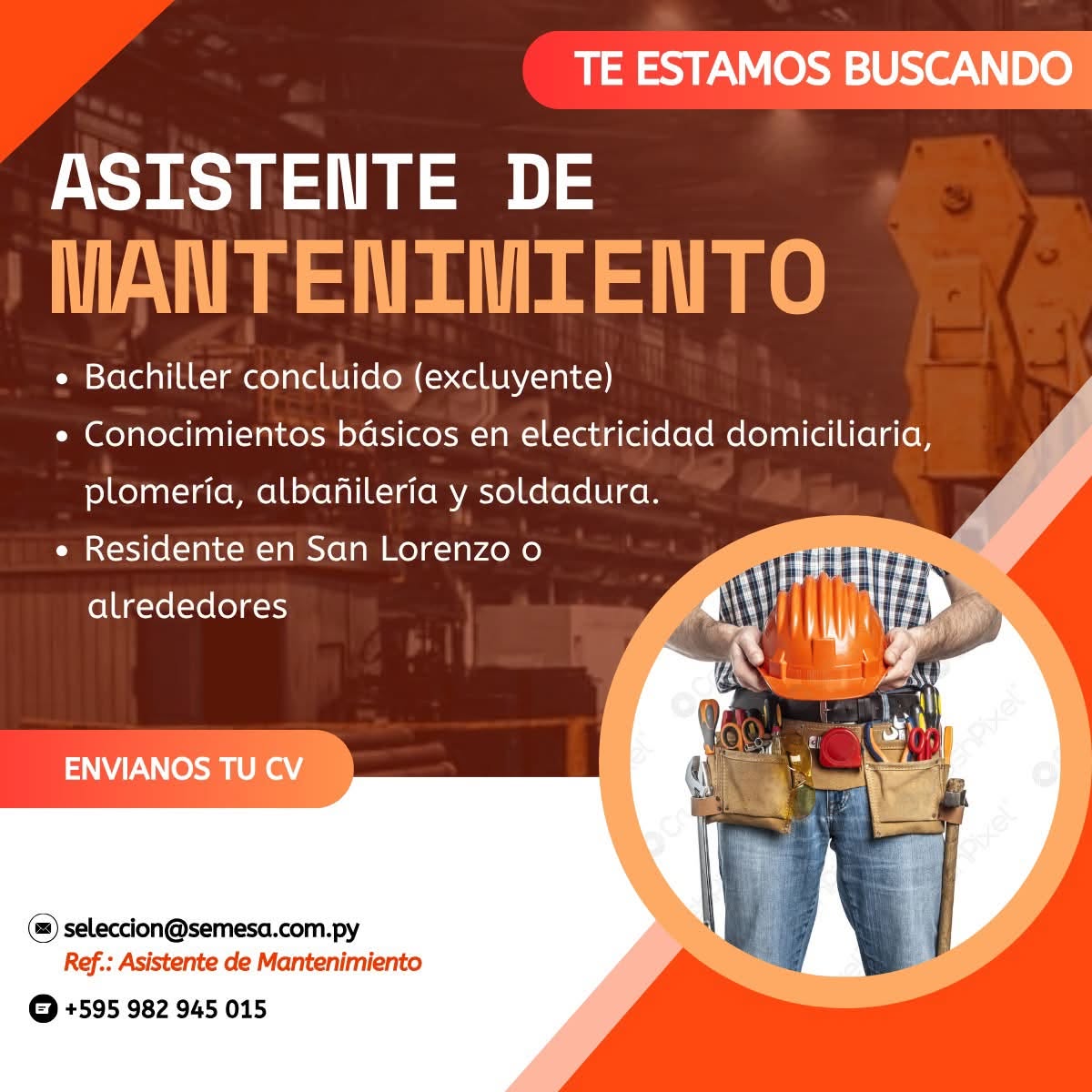 Oferta laboral: Asistente De Mantenimiento — Semesa