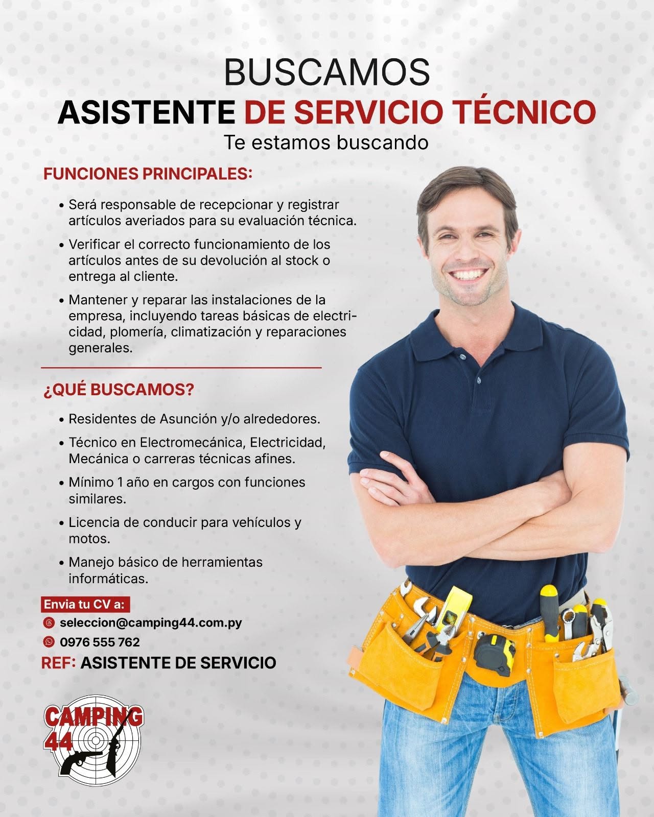 Oferta laboral: Asistente De Servicio Técnico — Camping