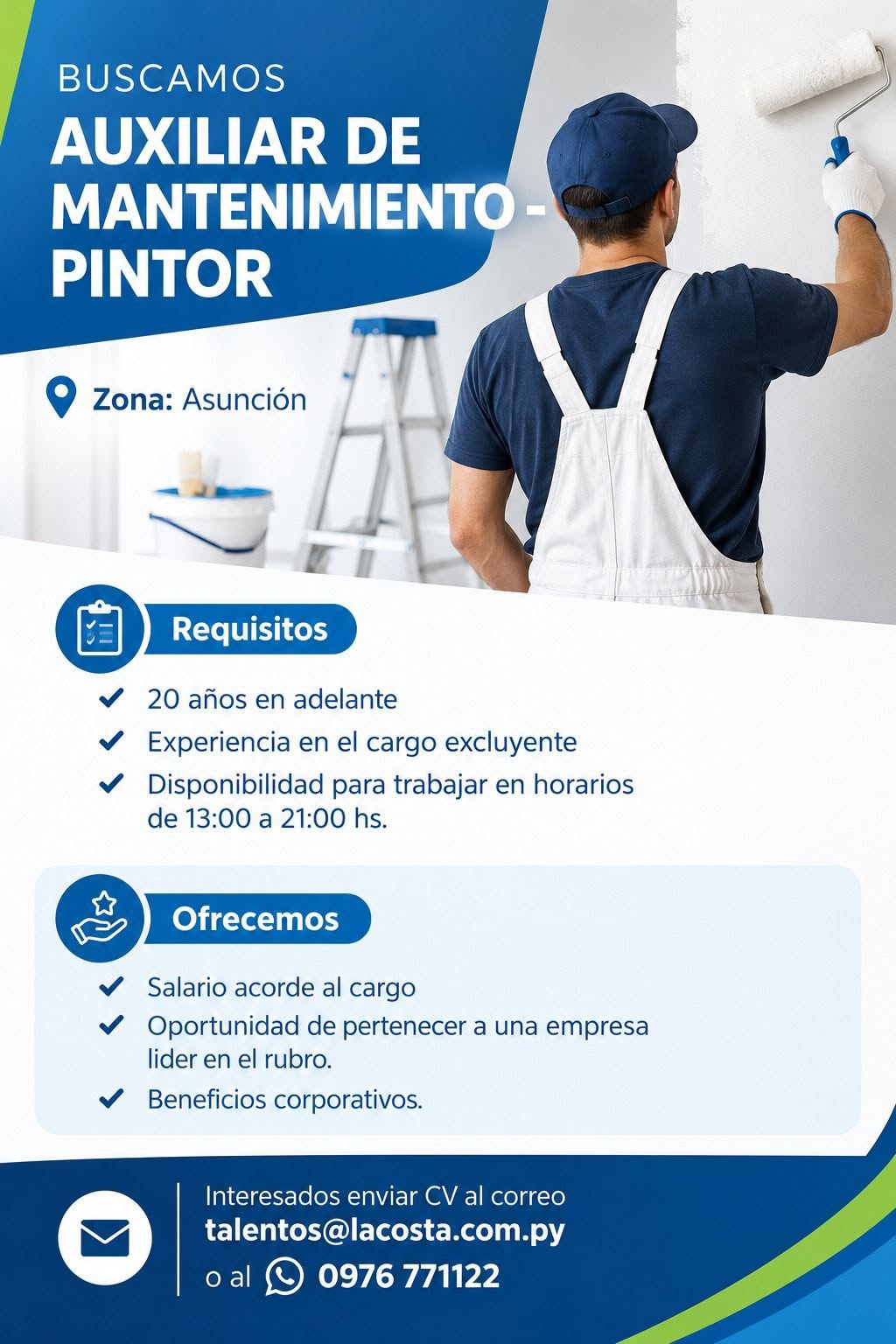 Oferta laboral: Auxiliar De Mantenimiento Pintos — La Costa