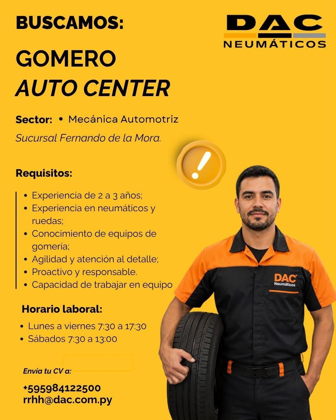 Oferta laboral: Gomero — DAC Neumáticos