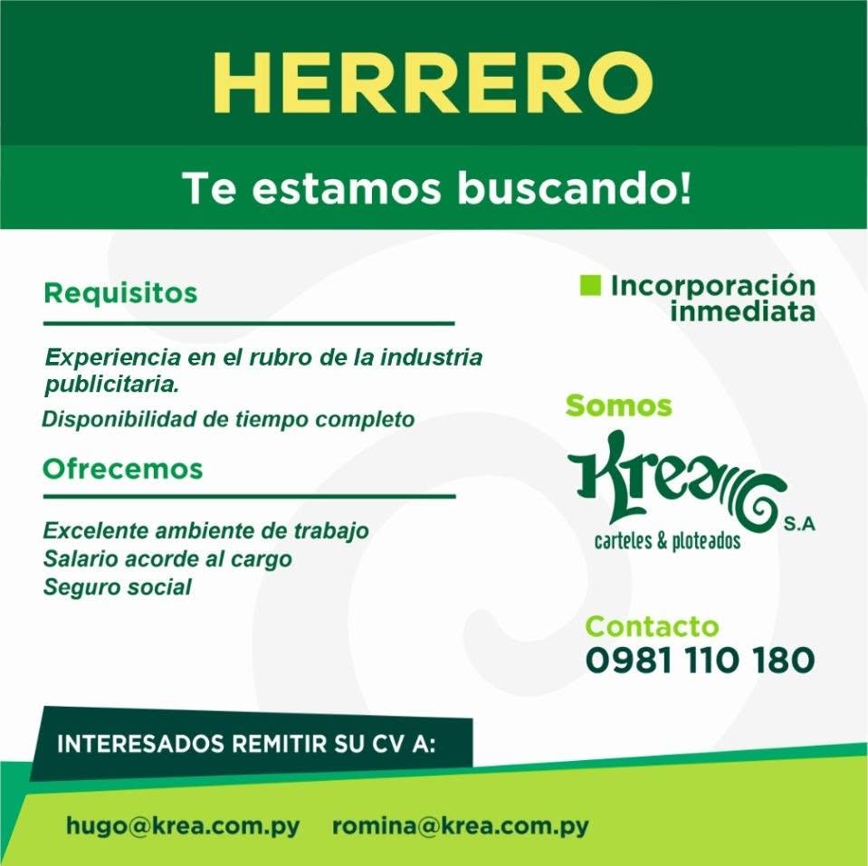 Oferta laboral: Herrero — Krea