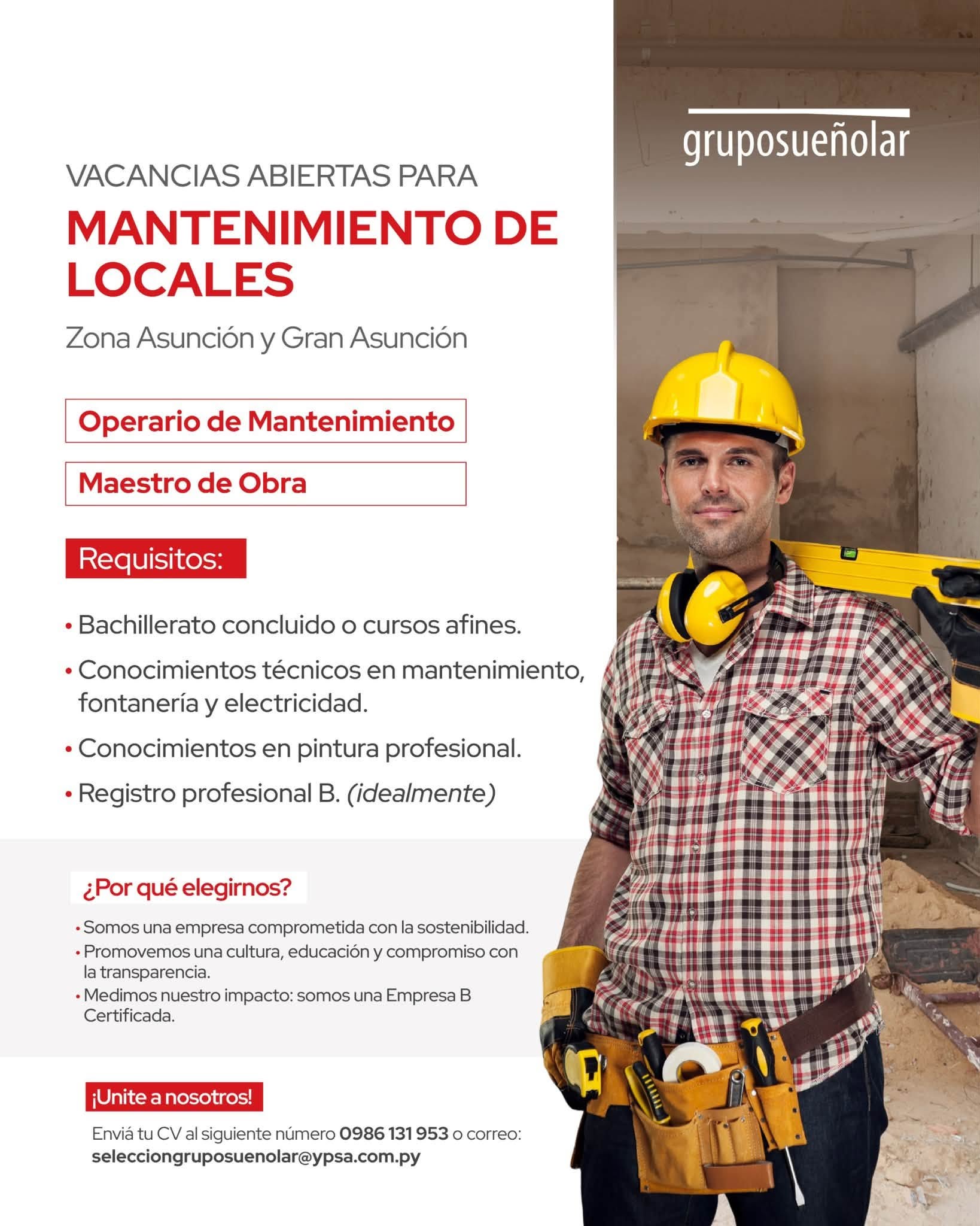 Oferta laboral: Mantenimiento De Locales — Ypsa