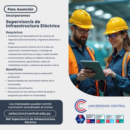 Oferta laboral: Supervisor De Infraestructura Eléctrica — Universidad Central