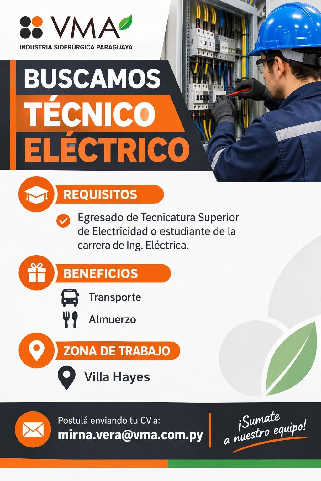 Oferta laboral: Técnico Eléctrico — VMA