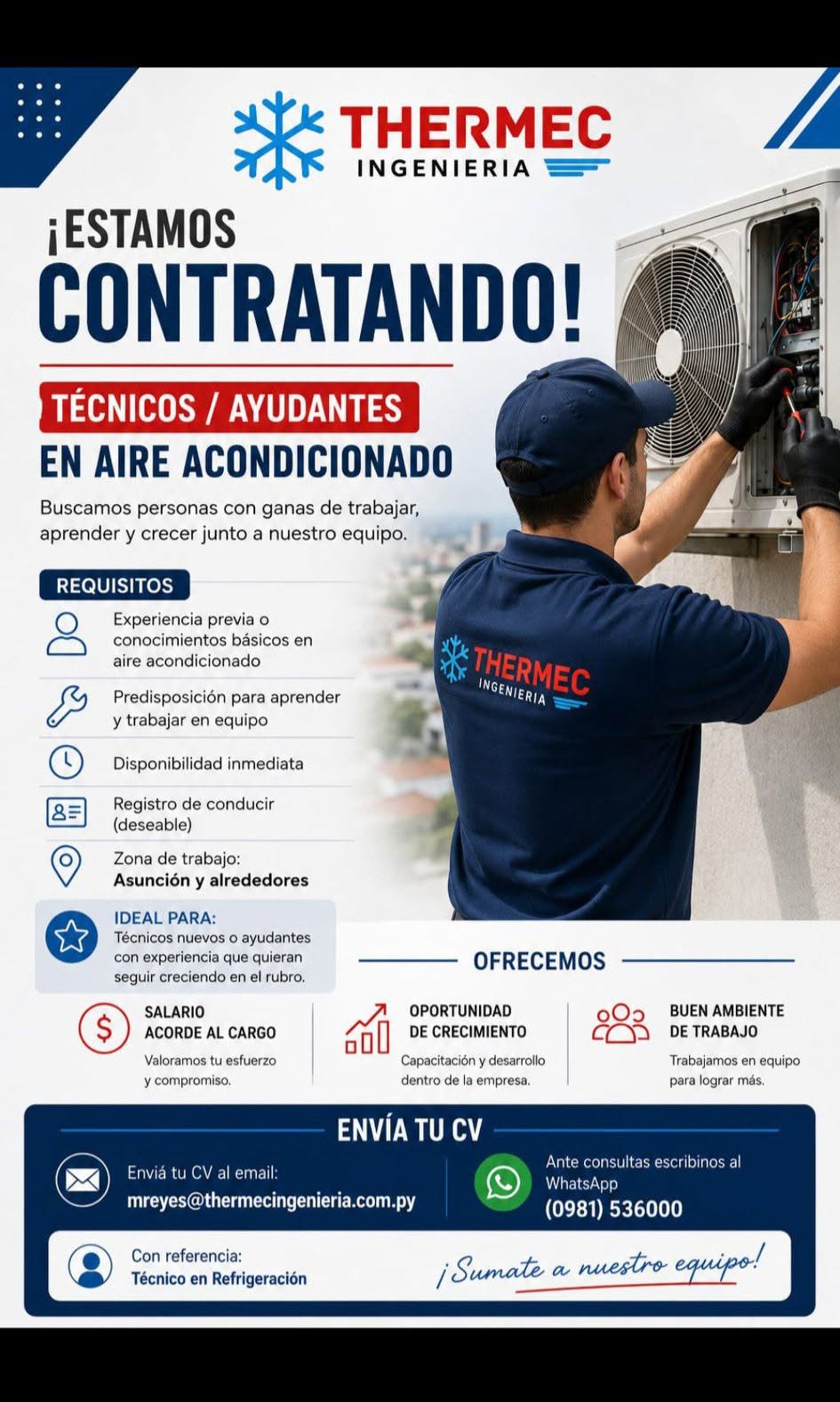 Oferta laboral: Técnico En Aire Acondicionado — Thermec