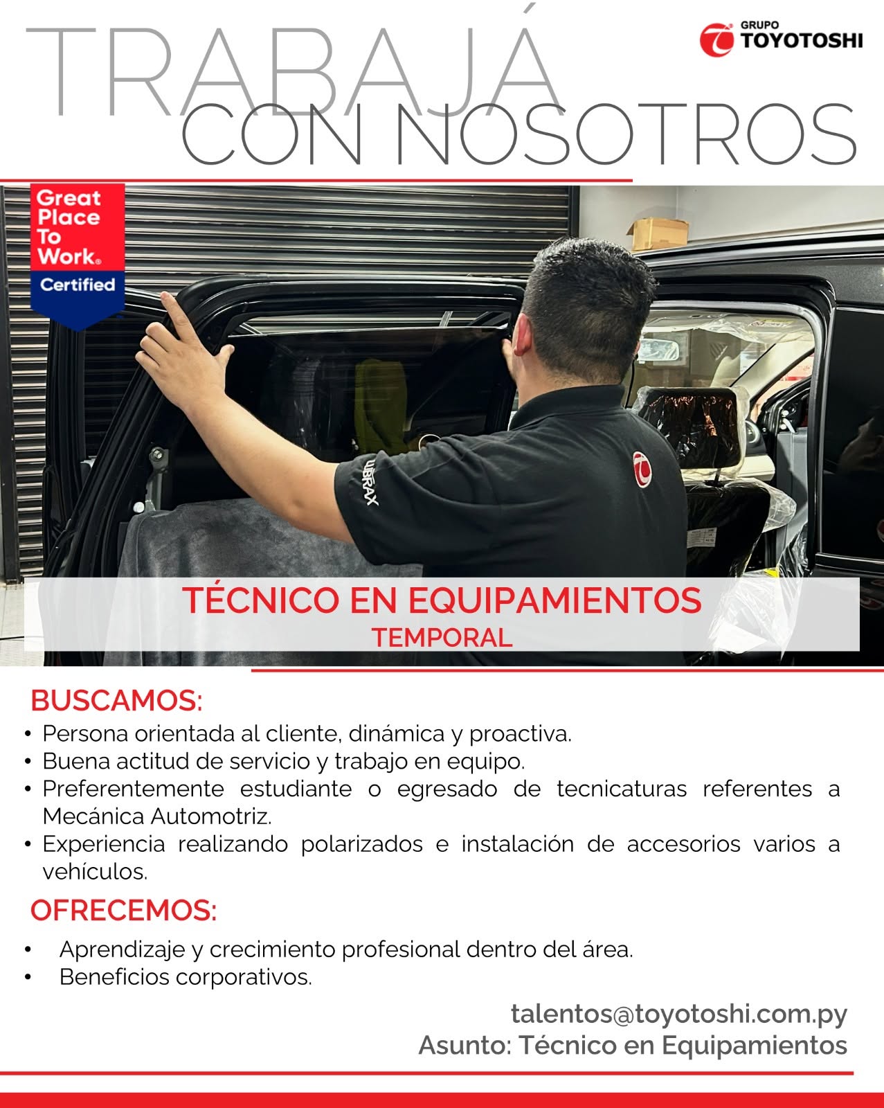 Oferta laboral: Técnico En Equipamientos — Toyotoshi