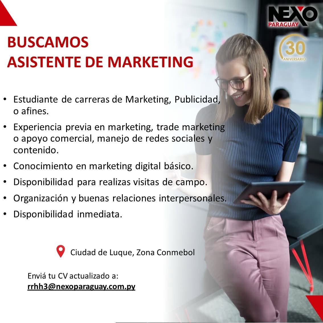 Oferta laboral: Asistente De Marketing — Nexo Paraguay