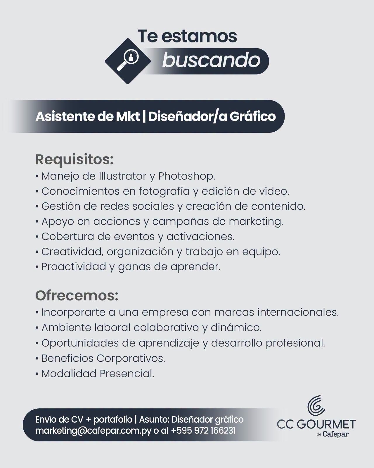 Oferta laboral: Asistente De Mkt — Cafepar