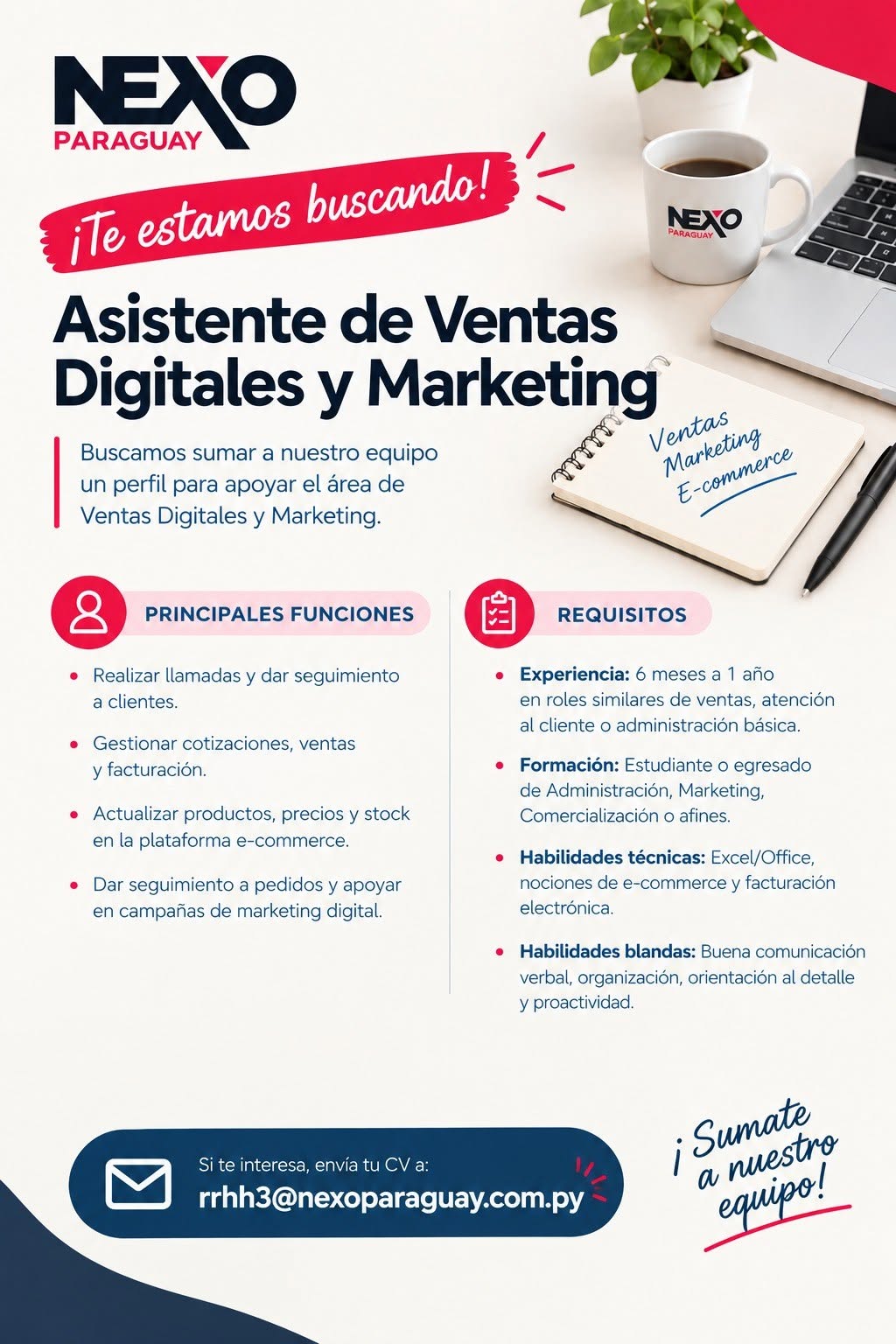 Oferta laboral: Asistente De Ventas Digitales Y Marketing — Nexo