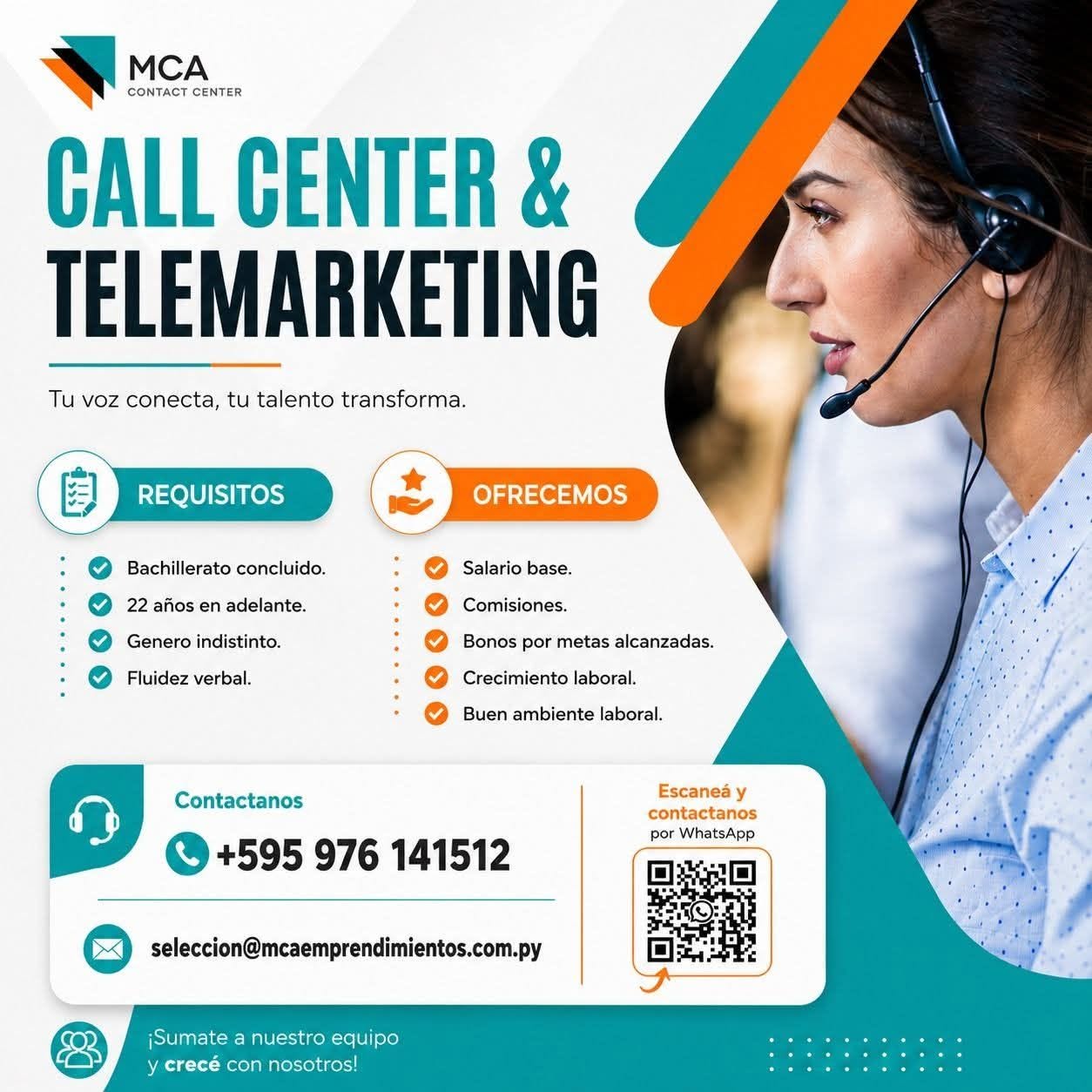 Oferta laboral: Call Center & Telemarketing — MCA Emprendimientos