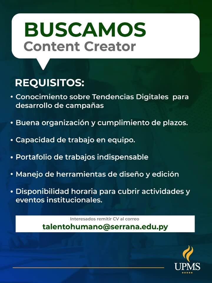 Oferta laboral: Content Creater — Serrana