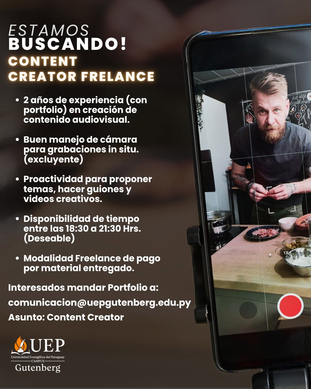 Oferta laboral: Content Creator Freelance — UEP Gutemberg