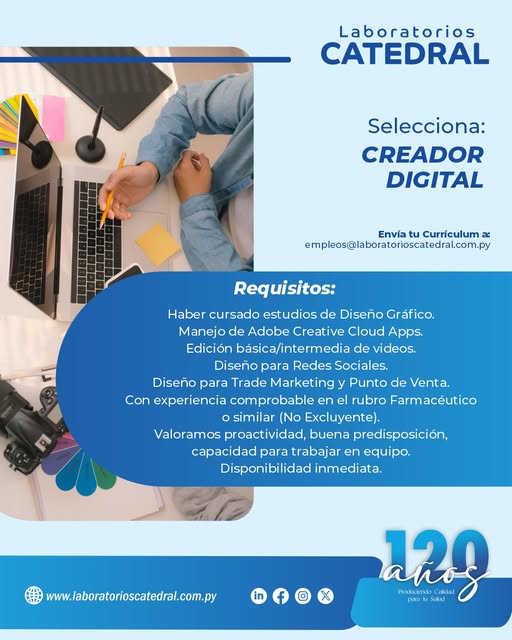Oferta laboral: Creador Digital — Laboratorios Catedral