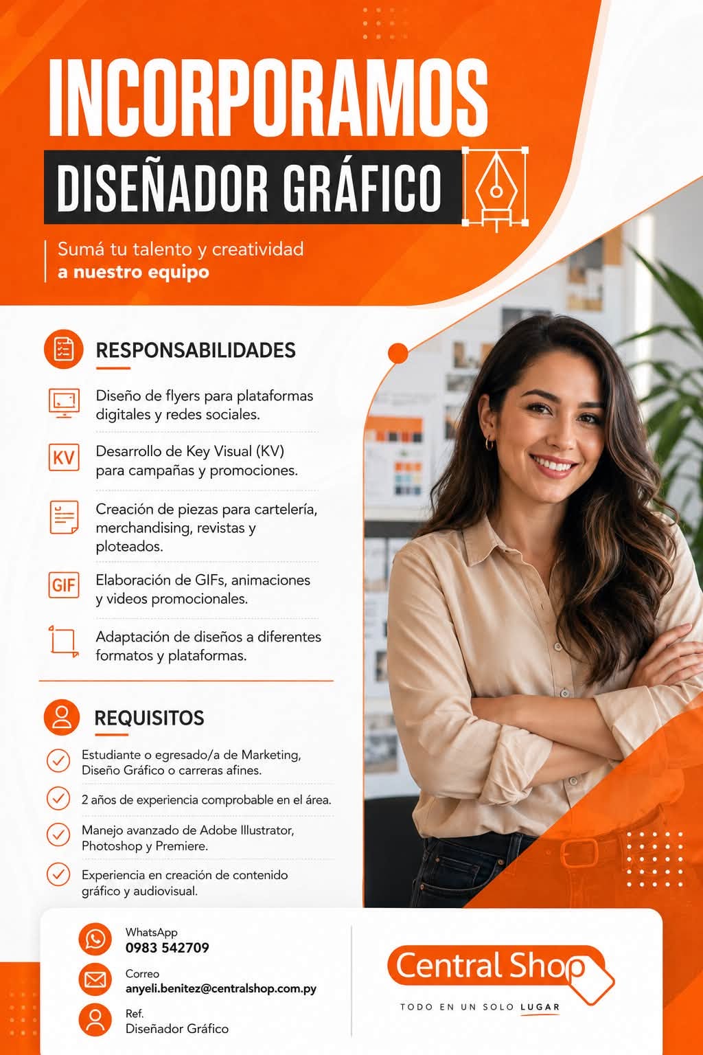 Oferta laboral: Diseñador Gráfico — Central Shop