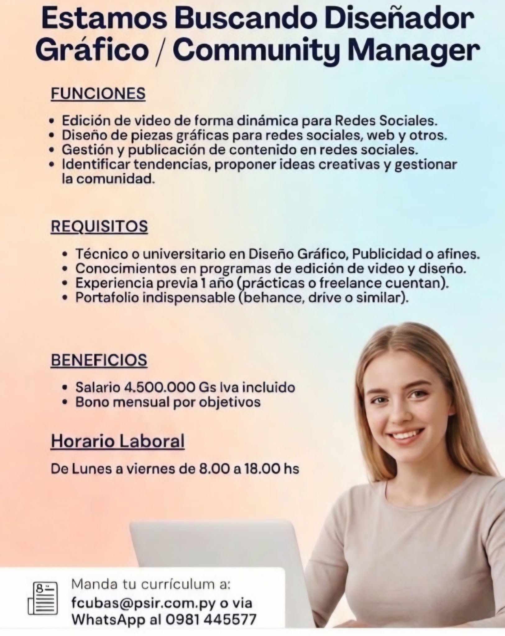 Oferta laboral: Diseñador Gráfico — Psir