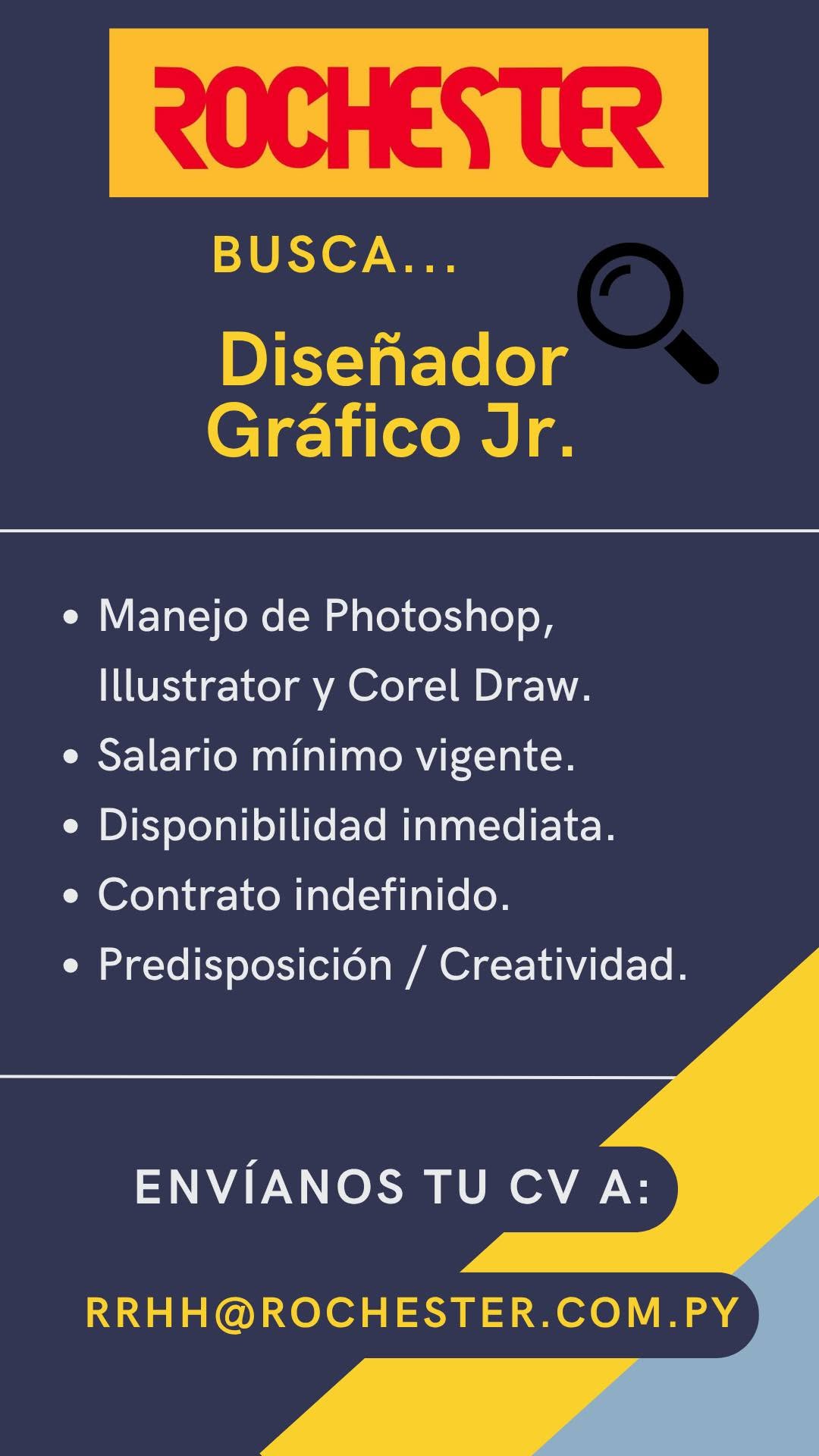 Oferta laboral: Diseñador Gráfico Jr — Rochester