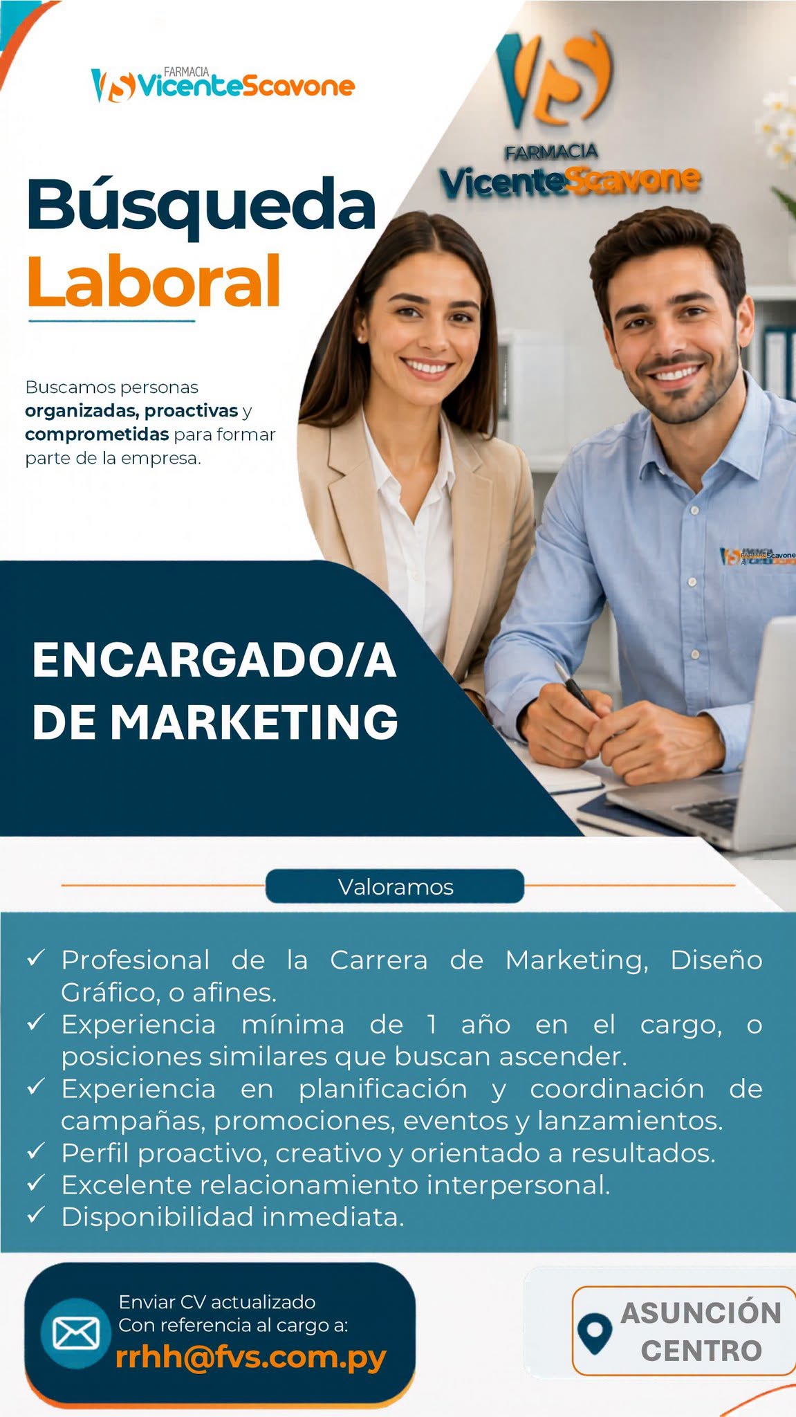 Oferta laboral: Encargado De Marketing — FVS