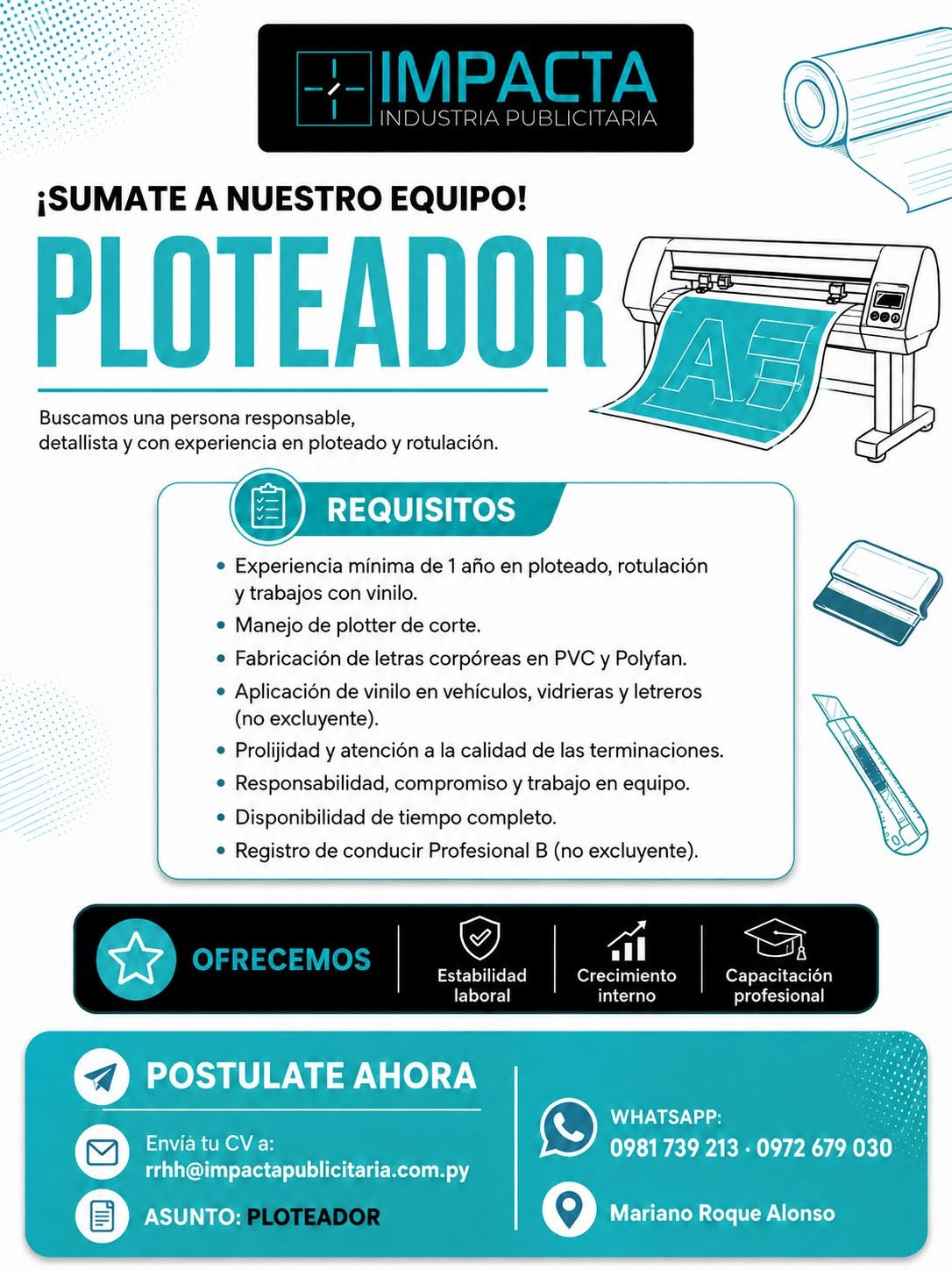 Oferta laboral: Ploteador — Impacta