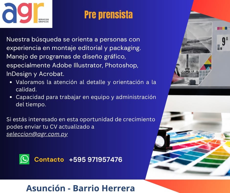 Oferta laboral: Pre Prensista — AGR