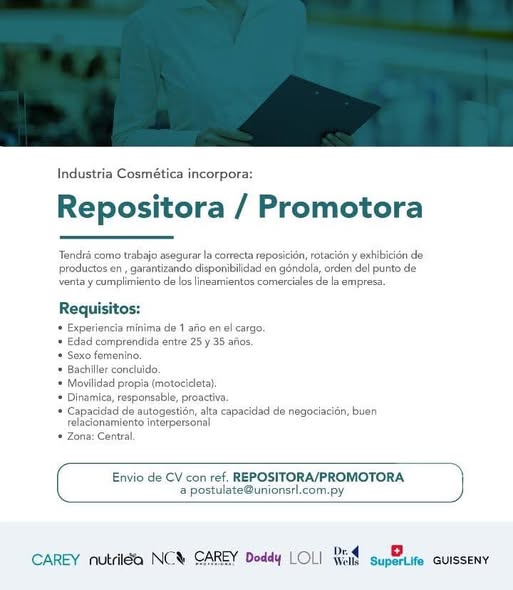 Oferta laboral: Repositora Promotora — Union SRL