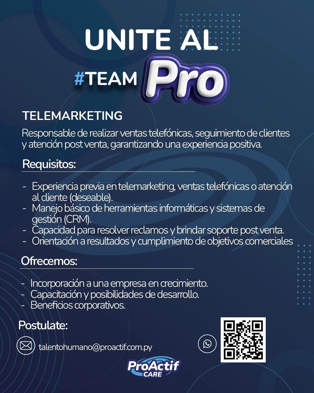 Oferta laboral: Telemarketing — ProActif