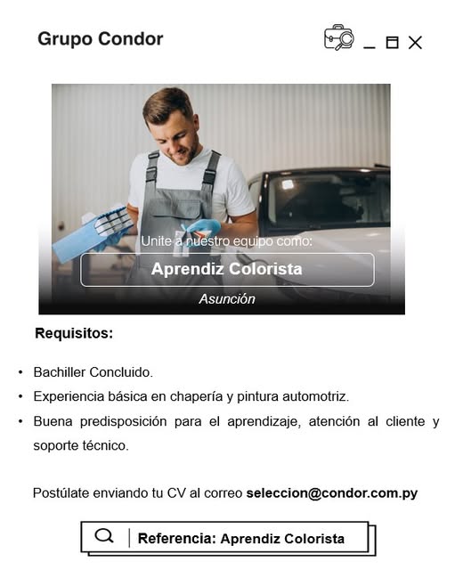 Oferta laboral: Aprendiz Colorista — Condor