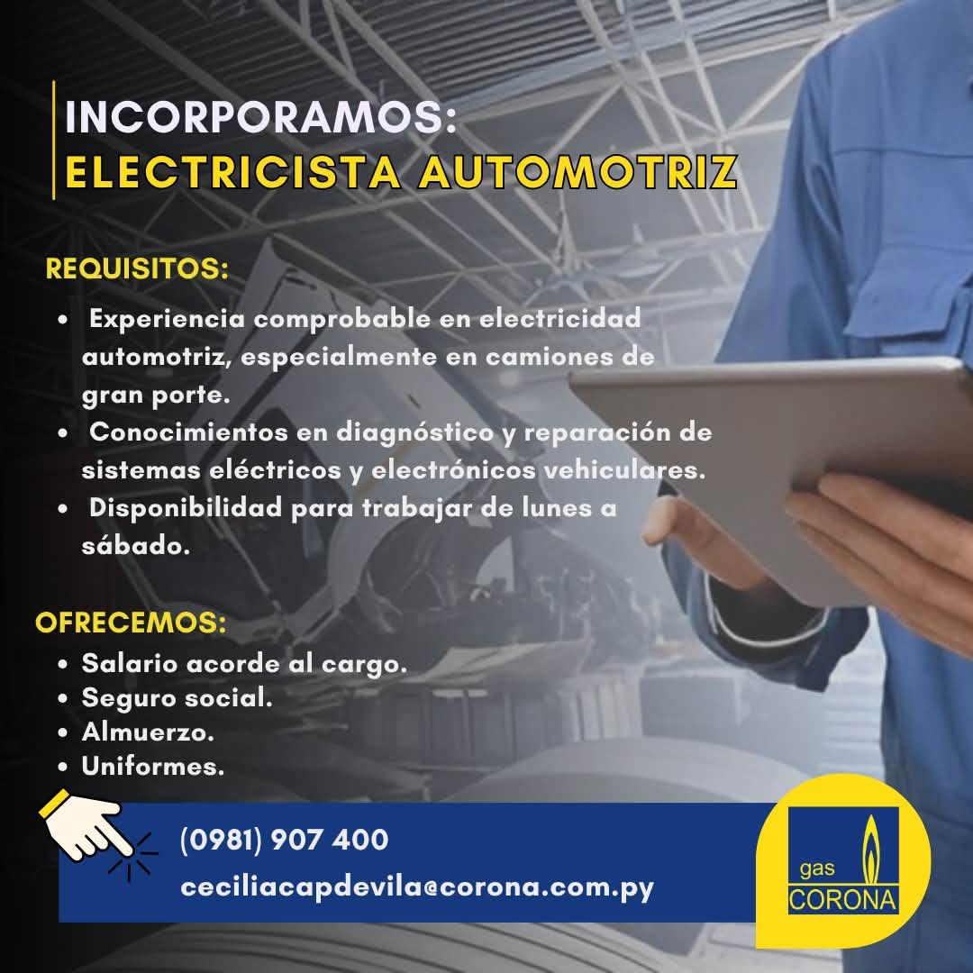 Oferta laboral: Electricista Automotriz — Gas Corona
