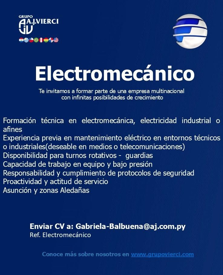 Oferta laboral: Electromecánico — Grupo Vierci