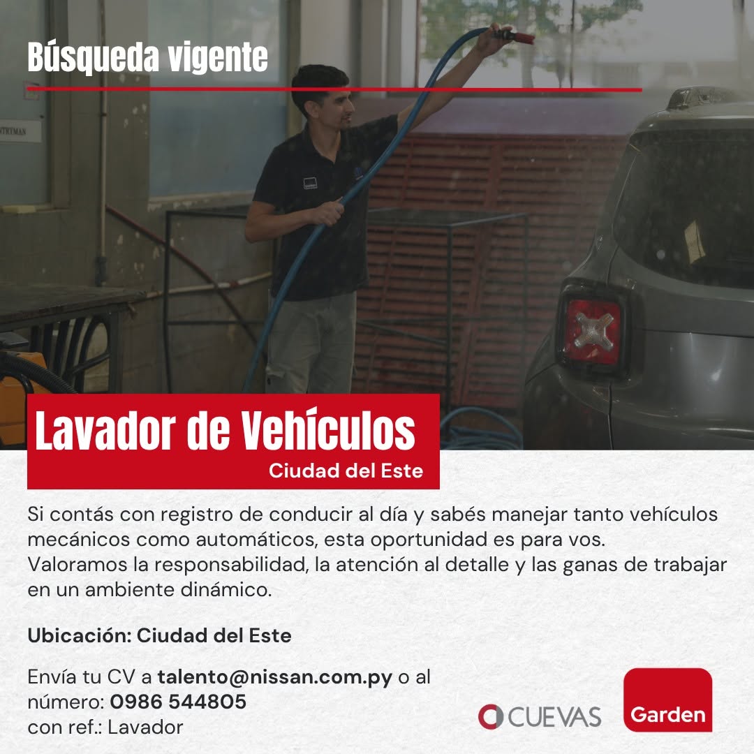 Oferta laboral: Lavador De Vehículos — Nissan