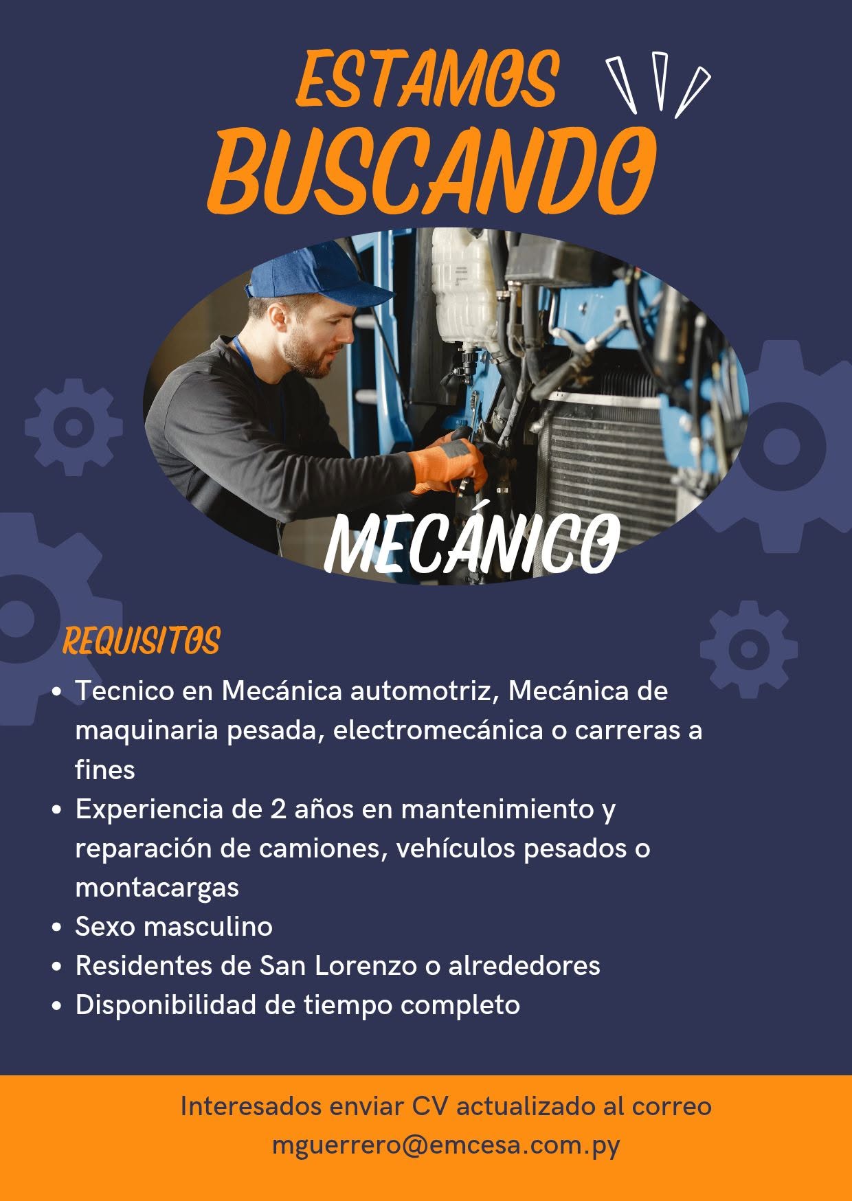 Oferta laboral: Mecánico — Emcesa