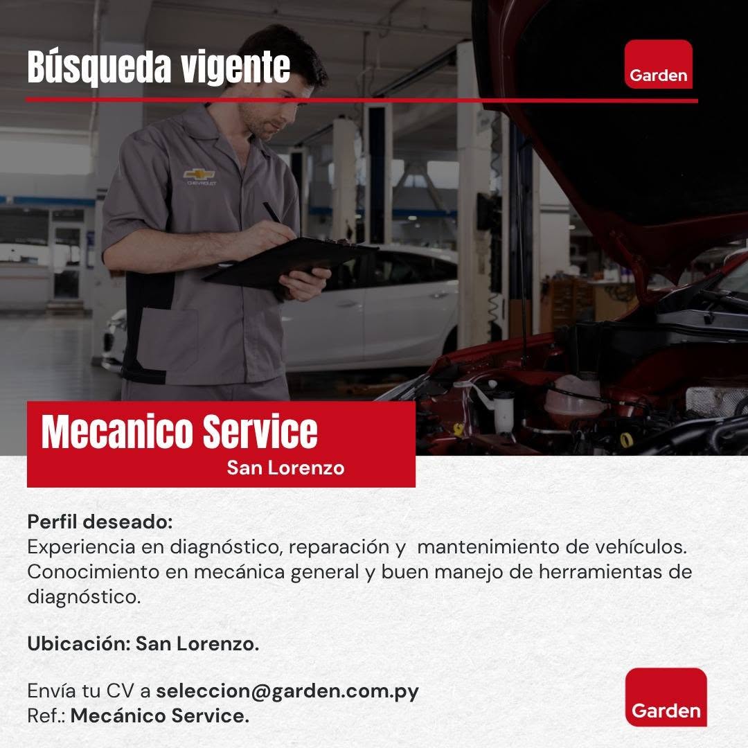 Oferta laboral: Mecanico Service — Garden
