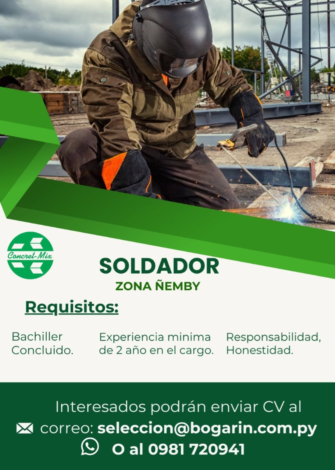 Oferta laboral: Soldador — Bogarin