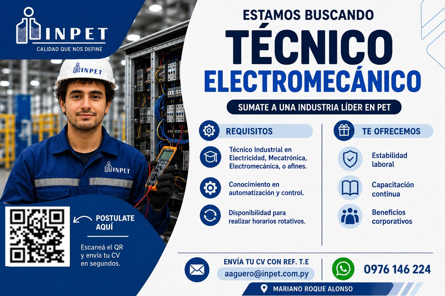 Oferta laboral: Técnico Electromecánica — Inpet