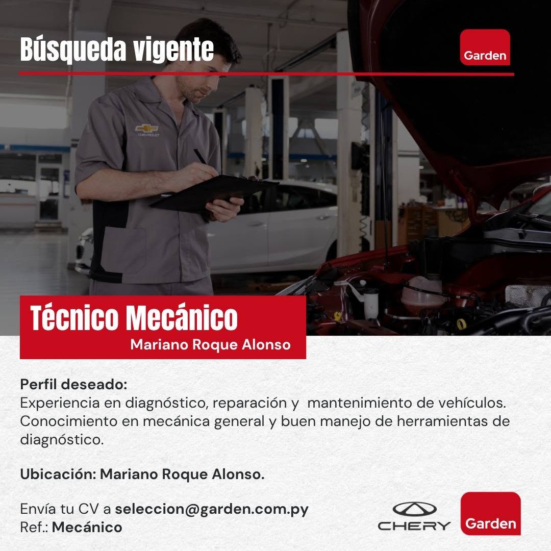 Oferta laboral: Técnico Mecánico — Garden