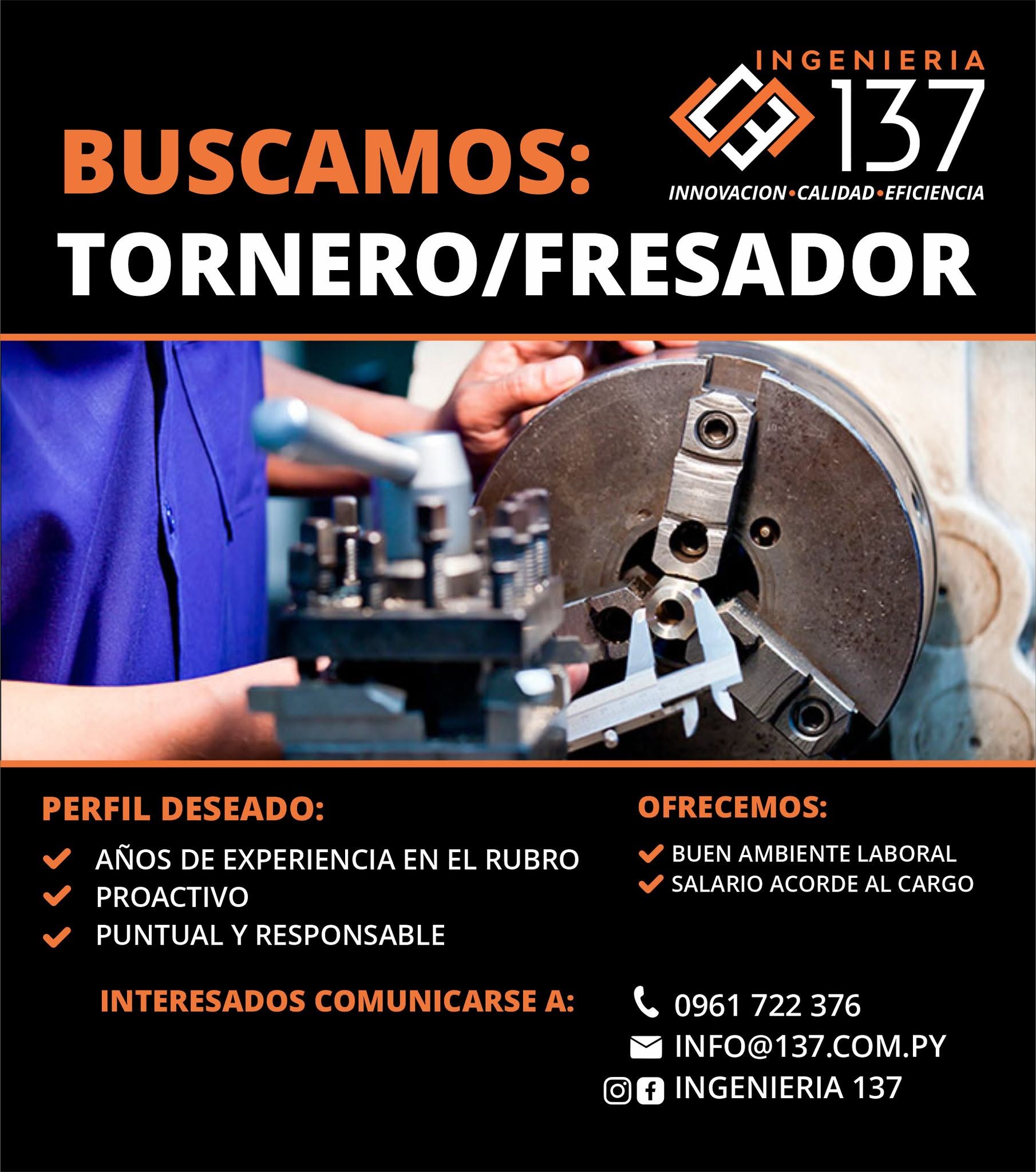 Oferta laboral: Tornero Fresador — 137